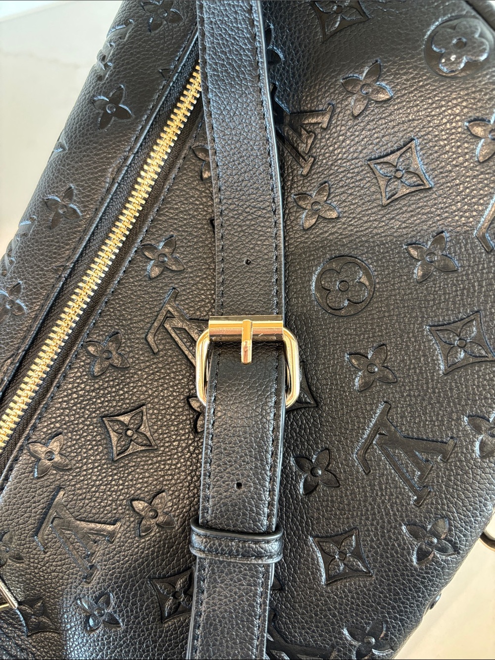 Black Monogram Empreinte Crossbody Bum Bag with Gold Hardware - Picture 10 of 14